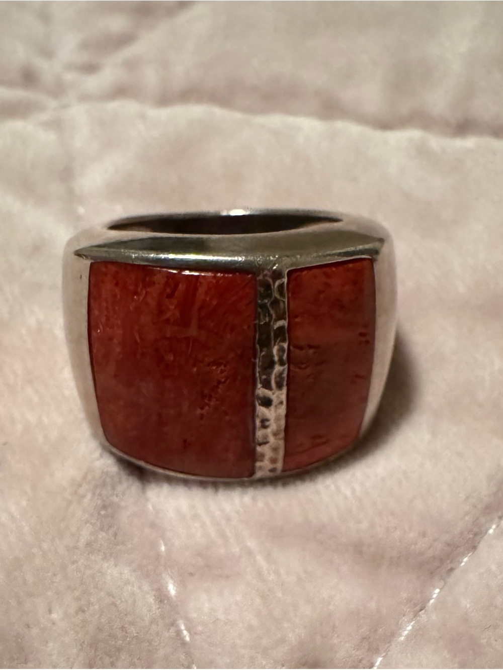 Silpada Sterling Silver Ring with Red Inlay Panels